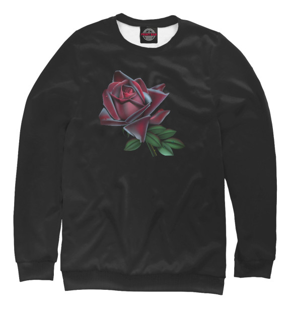 Мужской свитшот с изображением Черная роза цвета Белый