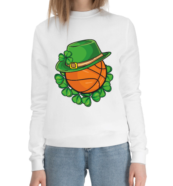 Женский хлопковый свитшот с изображением Ireland Basket цвета Белый