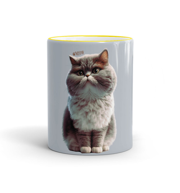 Кружка с изображением Meow цвета желтый