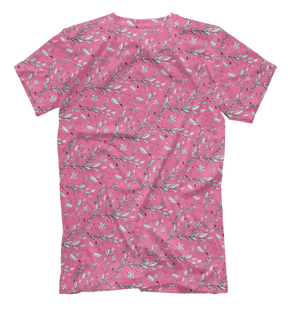 Мужская футболка с изображением Розовые растения цвета Белый
