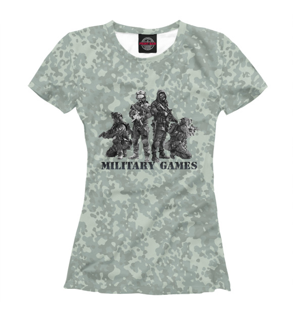 Женская футболка с изображением Military Games цвета Белый