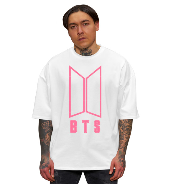 Мужская футболка оверсайз с изображением BTS цвета Белый