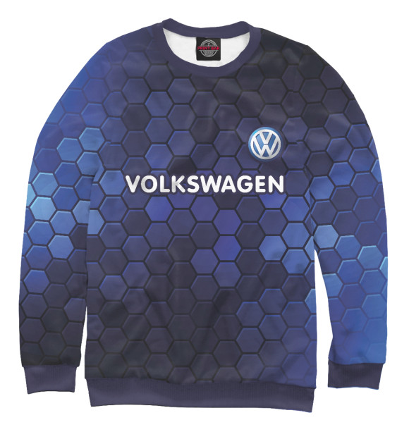 Свитшот для девочек с изображением Volkswagen + Соты цвета Белый