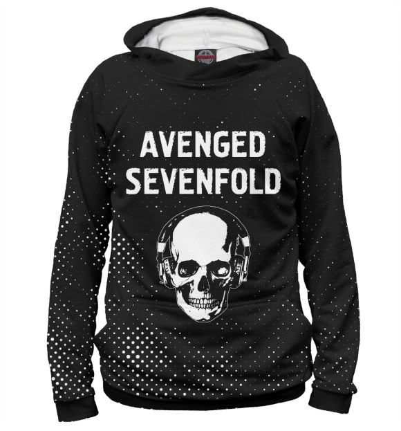 Худи для мальчика с изображением Avenged Sevenfold + Череп цвета Белый