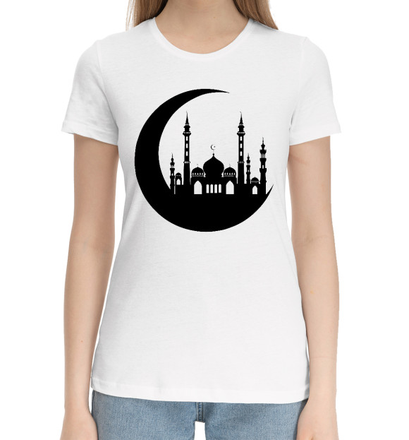 Женская хлопковая футболка с изображением Islam цвета Белый