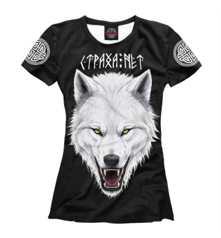 Женская футболка Белый волк - моя земля, мои правила!