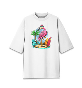 Мужская футболка оверсайз Фламинго и остров