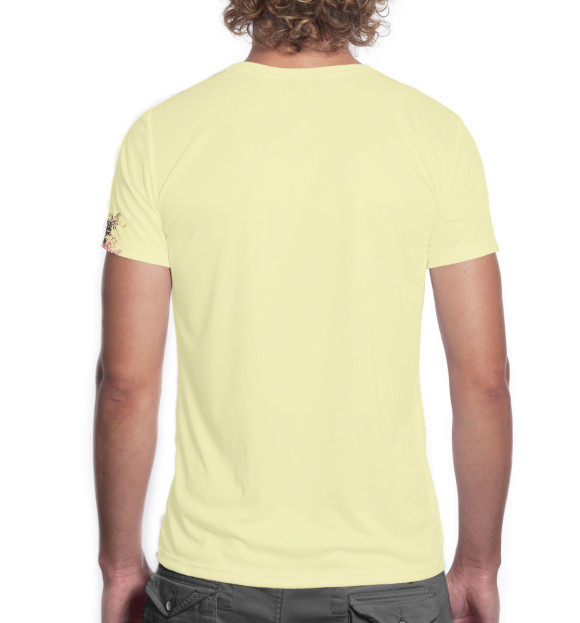 Мужская футболка с изображением Лабрадор на жёлтом фоне цвета Белый