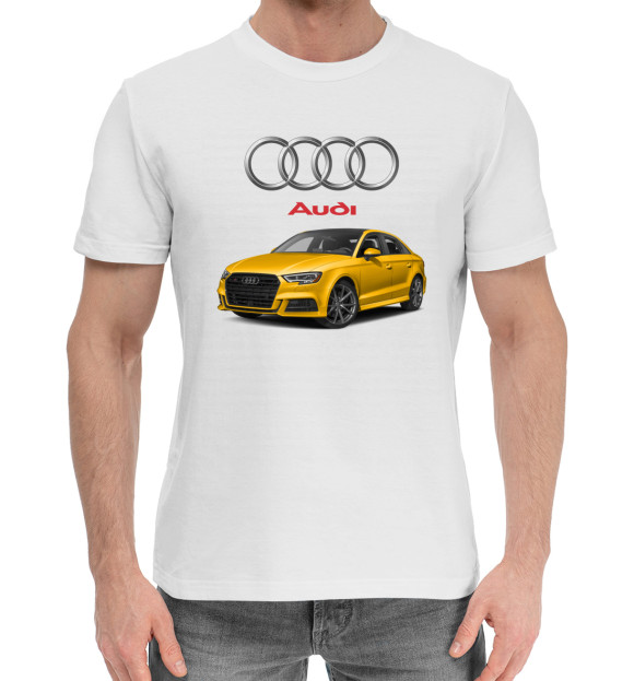 Мужская хлопковая футболка с изображением Audi цвета Белый