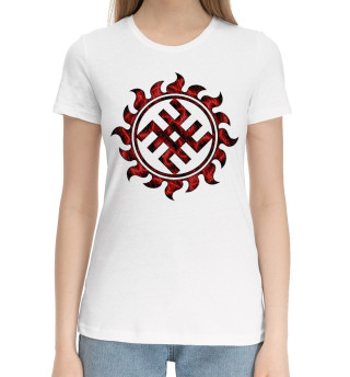 Хлопковая футболка для девочек Символ оберег Сварог