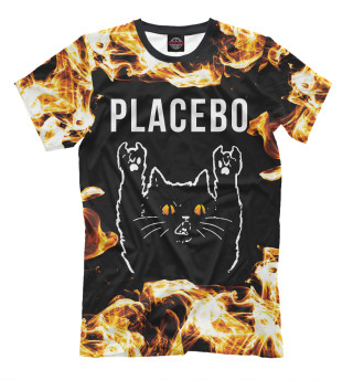 Мужская футболка Placebo Рок Кот и Огонь