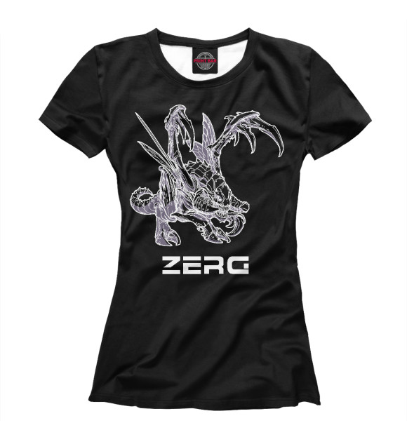 Женская футболка с изображением StarCraft II Zerg цвета Белый
