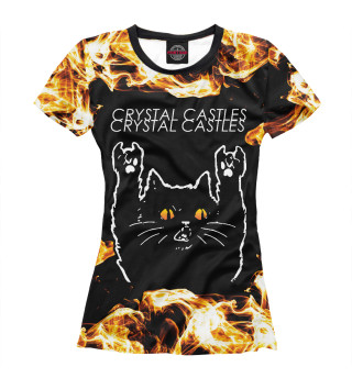 Женская футболка Crystal Castles Рок Кот и Огонь