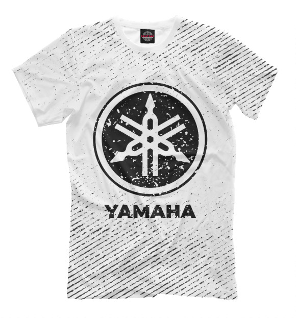 Мужская футболка с изображением Yamaha гранж светлый цвета Белый