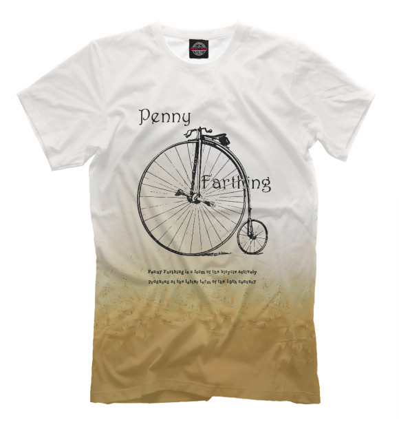 Мужская футболка с изображением Antique bicycle цвета Белый