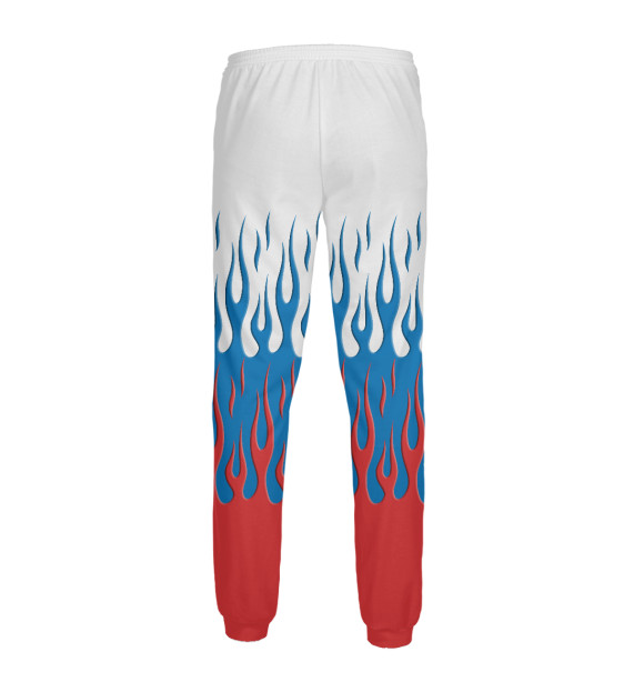 Мужские спортивные штаны с изображением Россия (огонь) цвета Белый