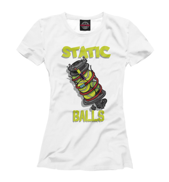 Женская футболка с изображением Static Balls цвета Белый