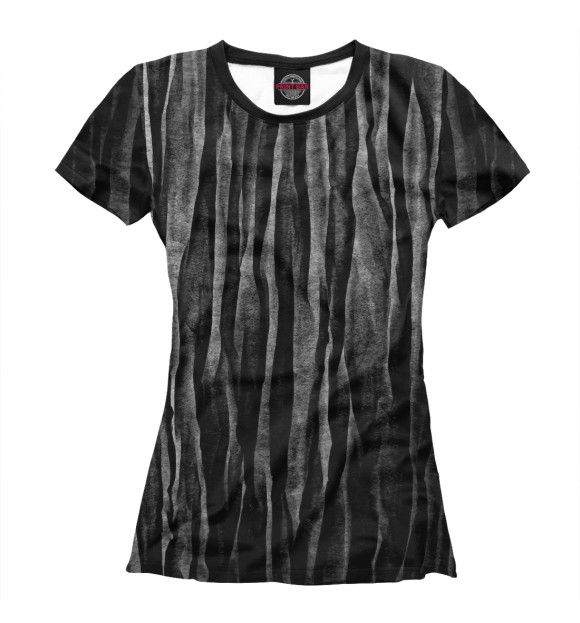 Женская футболка с изображением Полосы произволные чорные цвета Белый