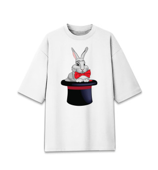 Женская футболка оверсайз Кролик в шляпе