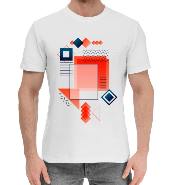 Мужская хлопковая футболка с изображением Geometry цвета Белый