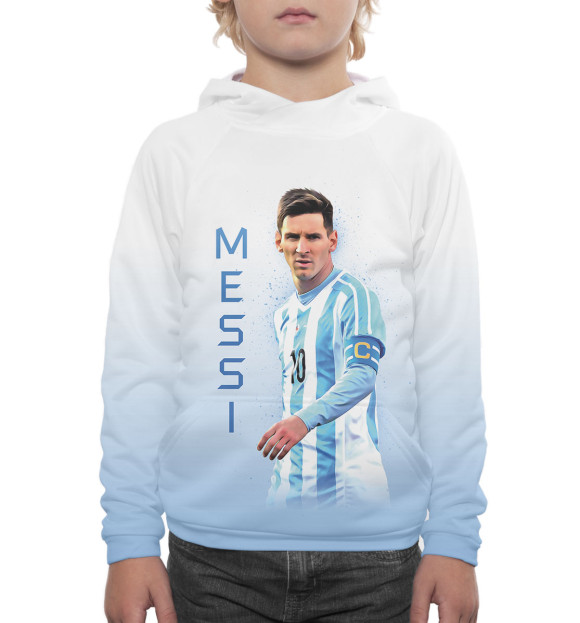 Худи для мальчика с изображением Lionel Messi цвета Белый