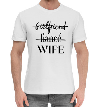 Мужская хлопковая футболка Wife белый фон