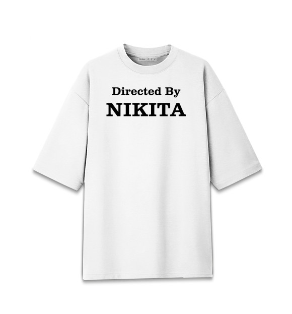 Мужская футболка оверсайз с изображением Directed By Nikita цвета Белый