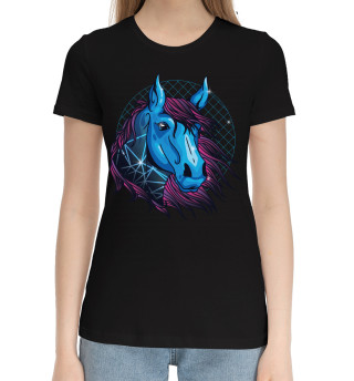 Хлопковая футболка для девочек Лошадь