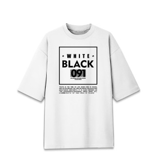 Женская футболка оверсайз Black and white 091