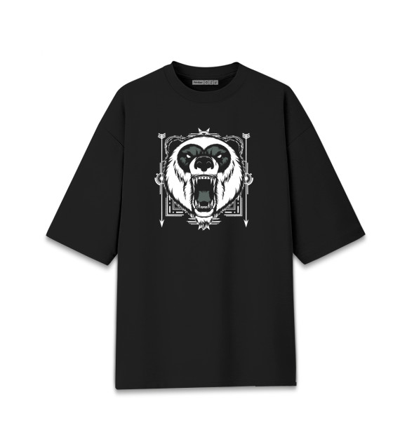 Женская футболка оверсайз с изображением Злой Панда цвета Черный