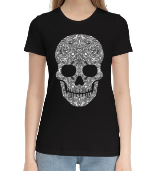 Женская хлопковая футболка Skull B/W