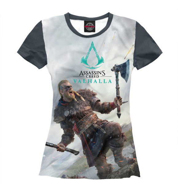 Женская футболка с изображением Assassin's Creed Valhalla цвета Белый
