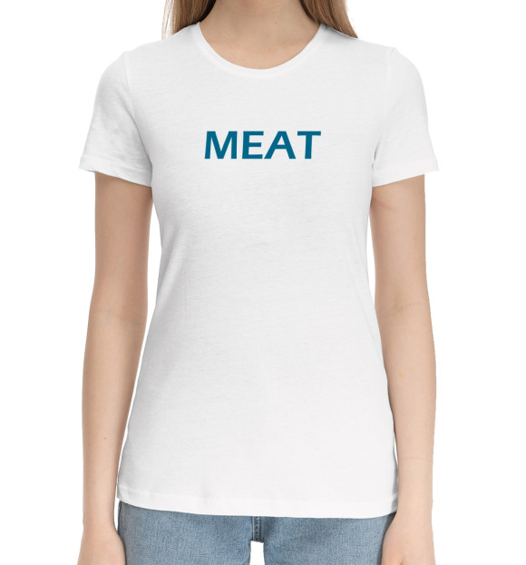 Женская хлопковая футболка с изображением Кулинарные поединки Сомы цвета Белый