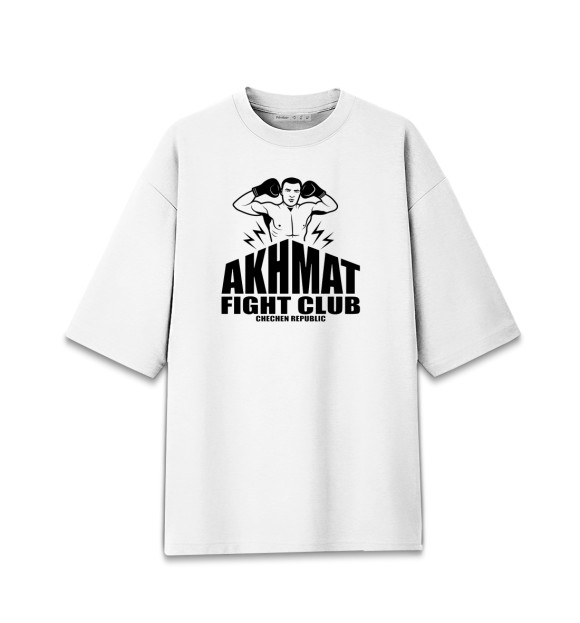 Мужская футболка оверсайз с изображением Akhmat Fight Club цвета Белый