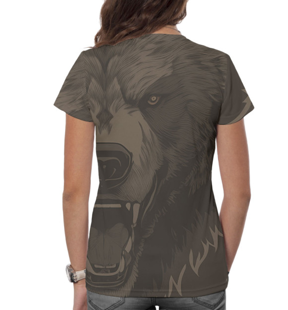 Женская футболка с изображением Опасный медведь цвета Белый