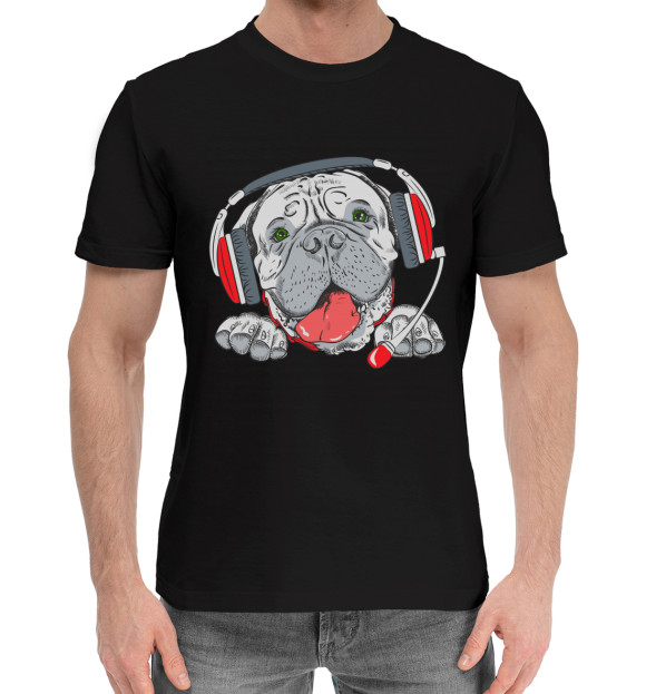 Мужская хлопковая футболка с изображением Собаки цвета Черный