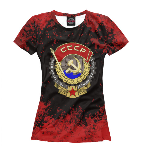 Женская футболка с изображением СССР | Ретро краски цвета Белый