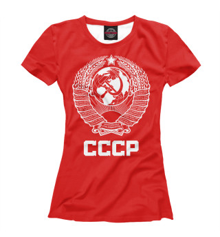 Футболка для девочек Герб СССР (красный фон)