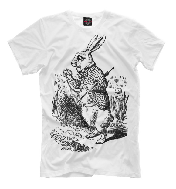 Мужская футболка с изображением Кролик цвета Белый
