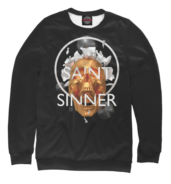 Мужской свитшот с изображением Saint Sinner цвета Белый