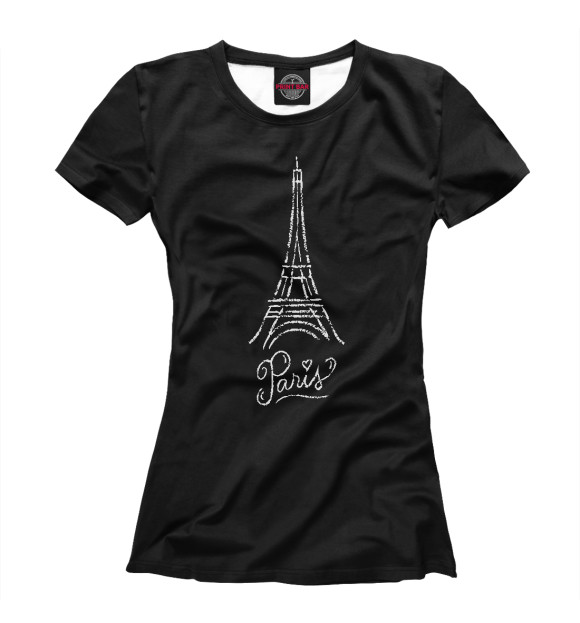 Женская футболка с изображением Париж (Франция) цвета Белый