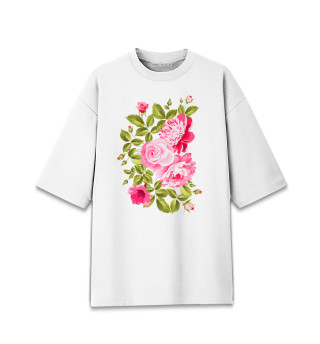 Женская футболка оверсайз Розы и пионы