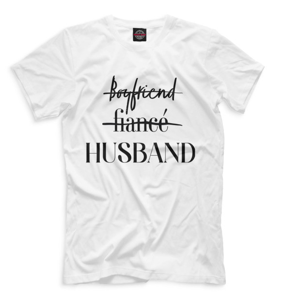 Мужская футболка с изображением Husband белый фон цвета Белый