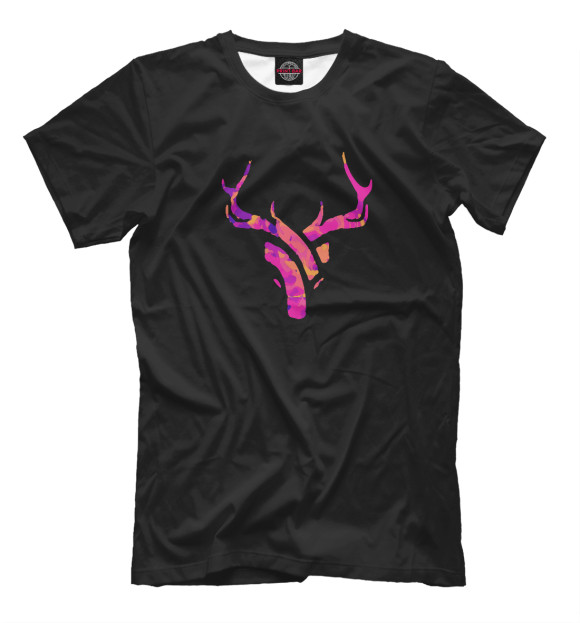 Мужская футболка с изображением Цветные рога цвета Белый