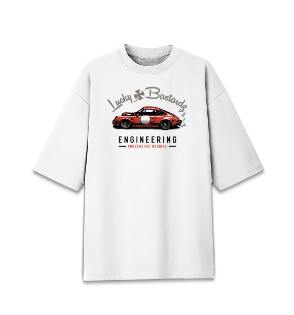 Мужская футболка оверсайз с изображением Porsche 911 цвета Белый