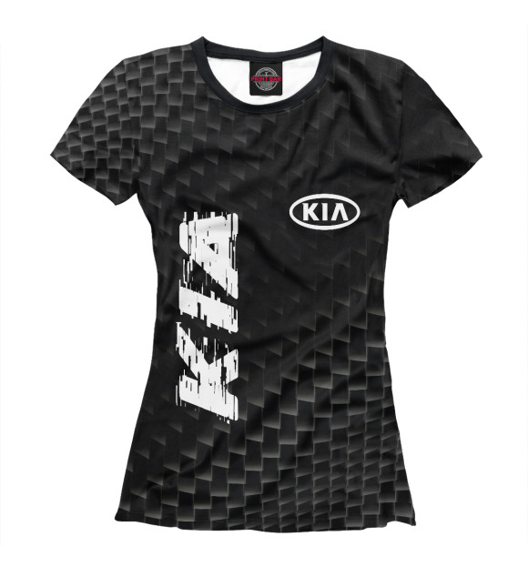 Женская футболка с изображением KIA Карбоновый фон цвета Белый