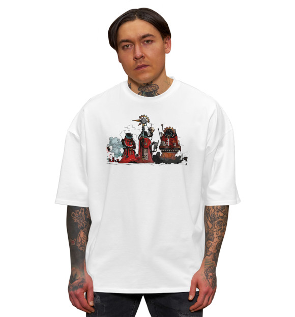 Мужская футболка оверсайз с изображением Warhammer цвета Белый