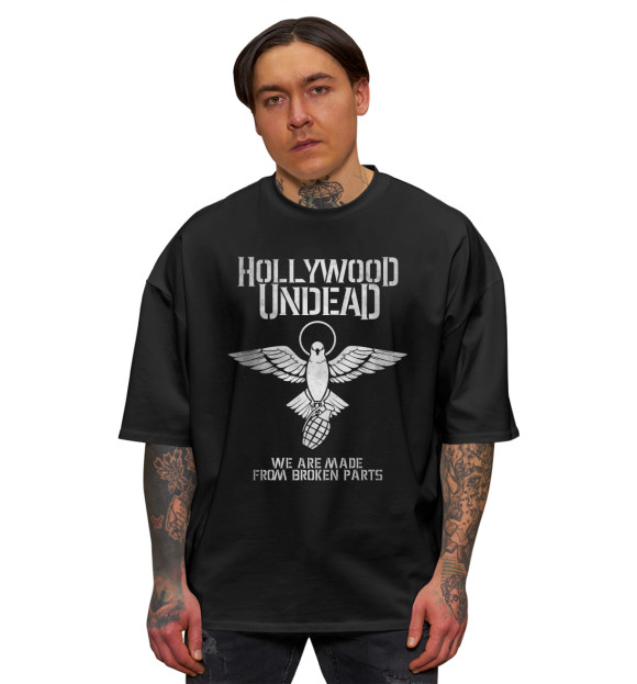Мужская футболка оверсайз с изображением Hollywood Undead цвета Черный