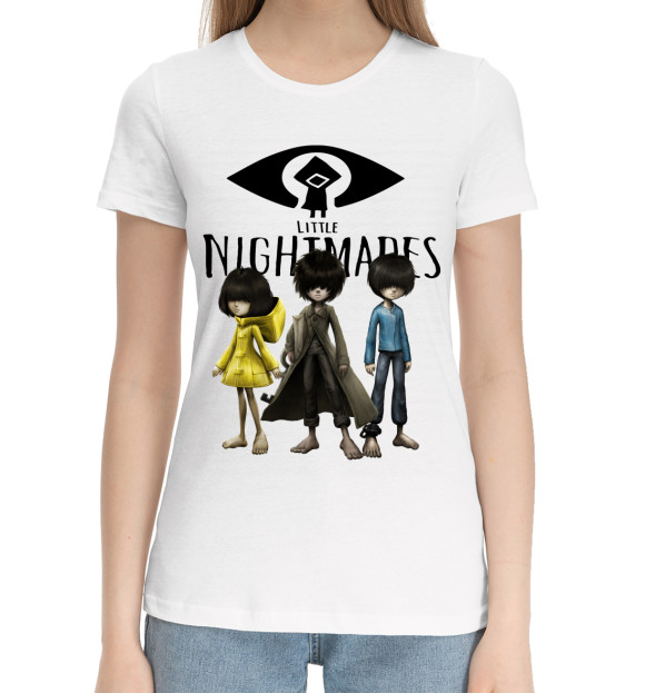 Женская хлопковая футболка с изображением Little Nightmares цвета Белый