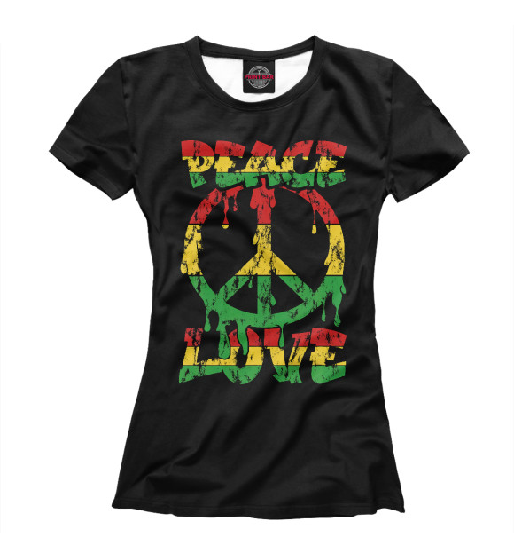 Женская футболка с изображением Peace Love цвета Белый